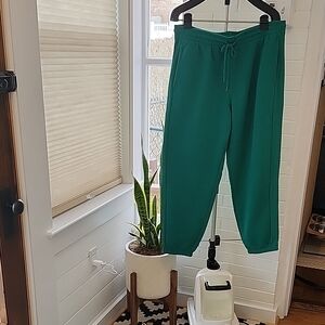 Green Jogger Pants, ribbed on side, womens xl
